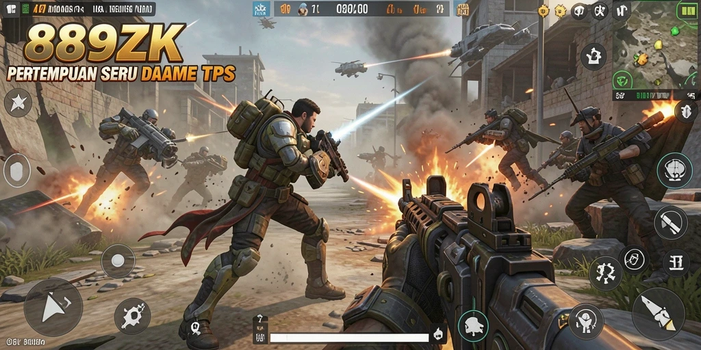 Tampilan seru gameplay TPS dalam 889ZK dengan aksi tembak-menembak yang mendebarkan.