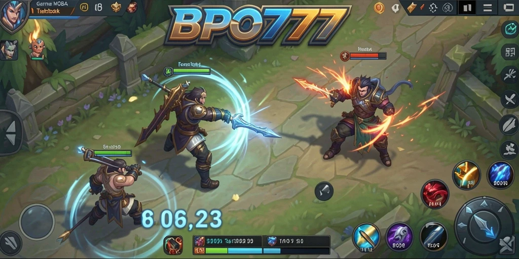 Tampilan gameplay seru di BPO777 dengan karakter yang beragam.