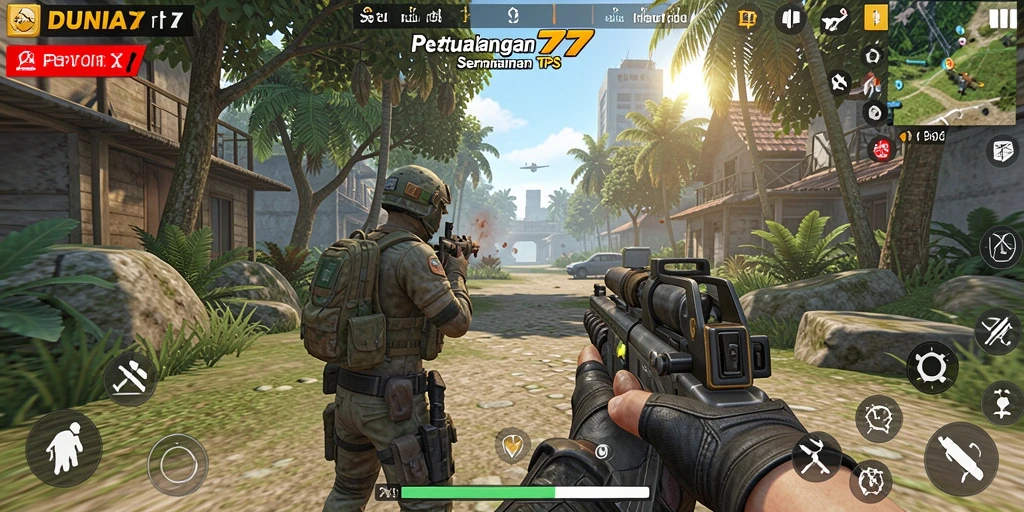 Tampilan seru gameplay DUNIA77 dengan aksi tembak-menembak.