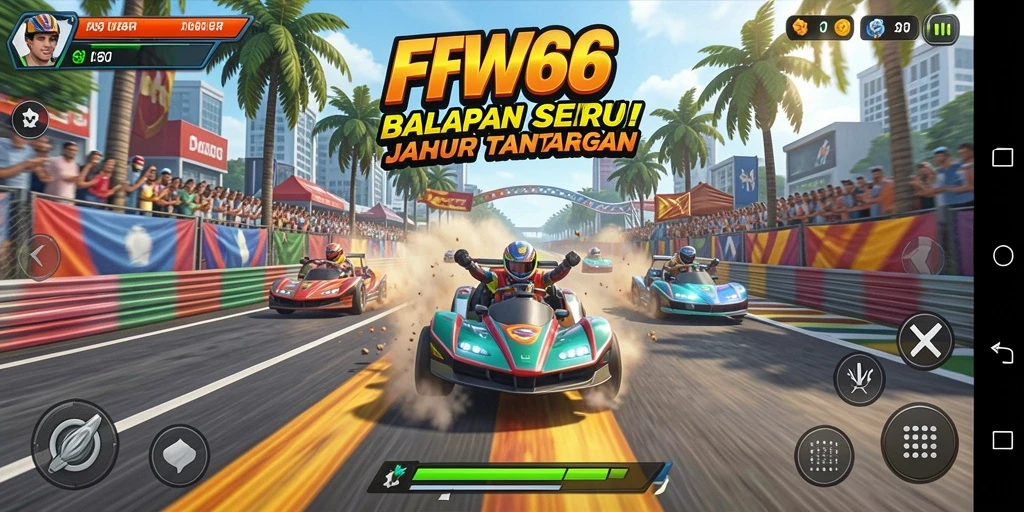 Tampilan gameplay FW66 yang mendebarkan dengan aksi balap intens.