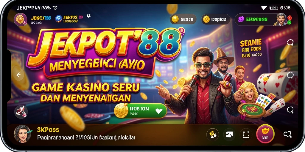 Tampilan gameplay menarik dari JEKPOT88 dengan suasana kasino.