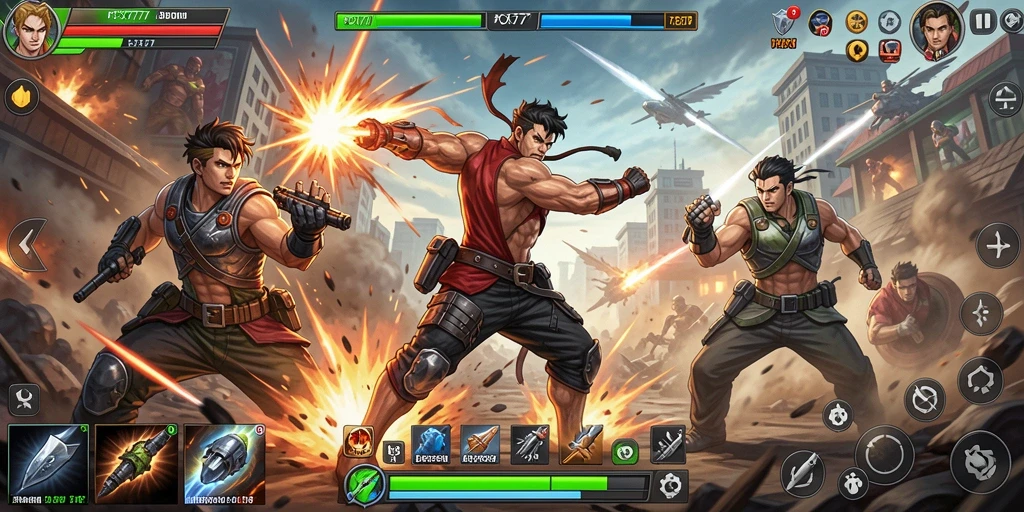 Screenshot gameplay PCX777 yang menunjukkan kecepatan pertarungan.