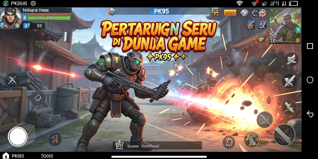 Screenshot PK95 menunjukkan aksi pertarungan seru dengan grafis menawan.