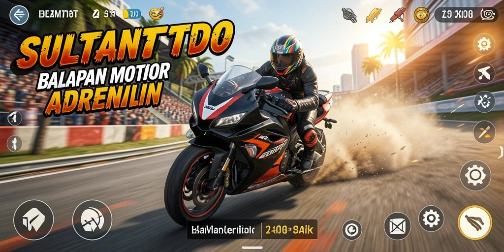 Gameplay SULTANTOTO menampilkan balapan motor yang mendebarkan